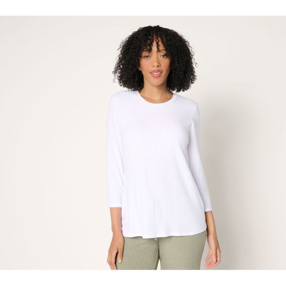 Anybody Women's Top Sz XL Radiant Rib U-Neck Support System White A703614